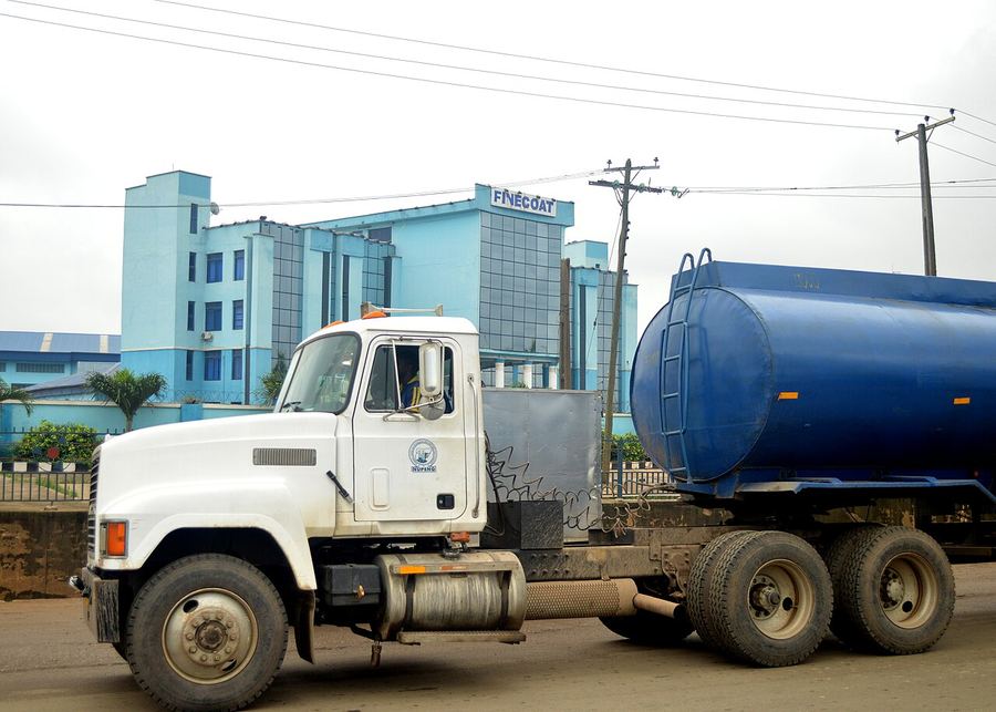 A fuel tanker on the road in Nigeria